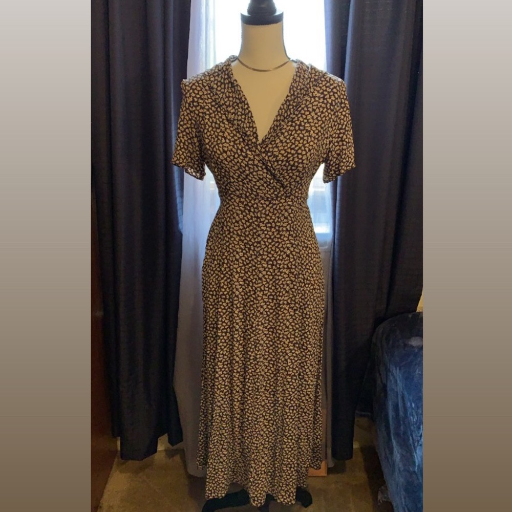 Max Studio Flora Print Long Dress 🌼🧡